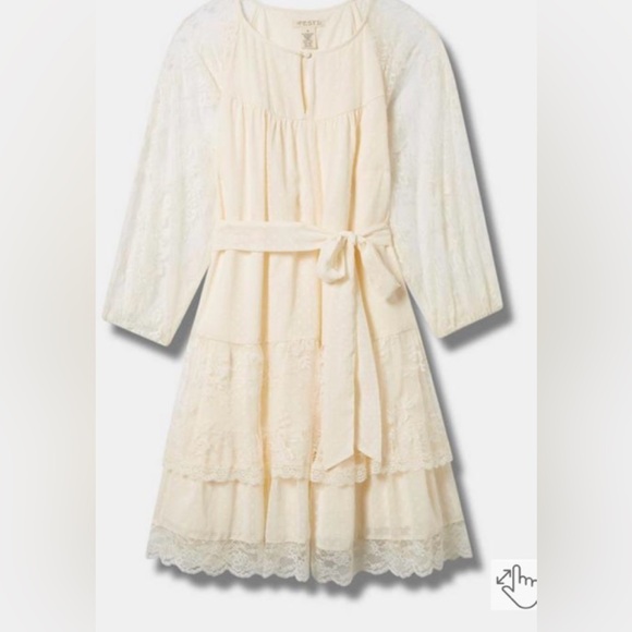 $90 ⭐️ NEW Sz 4x 26 Festi for Torrid Lace Clip Tiered Bohemian Dress - Picture 6 of 13